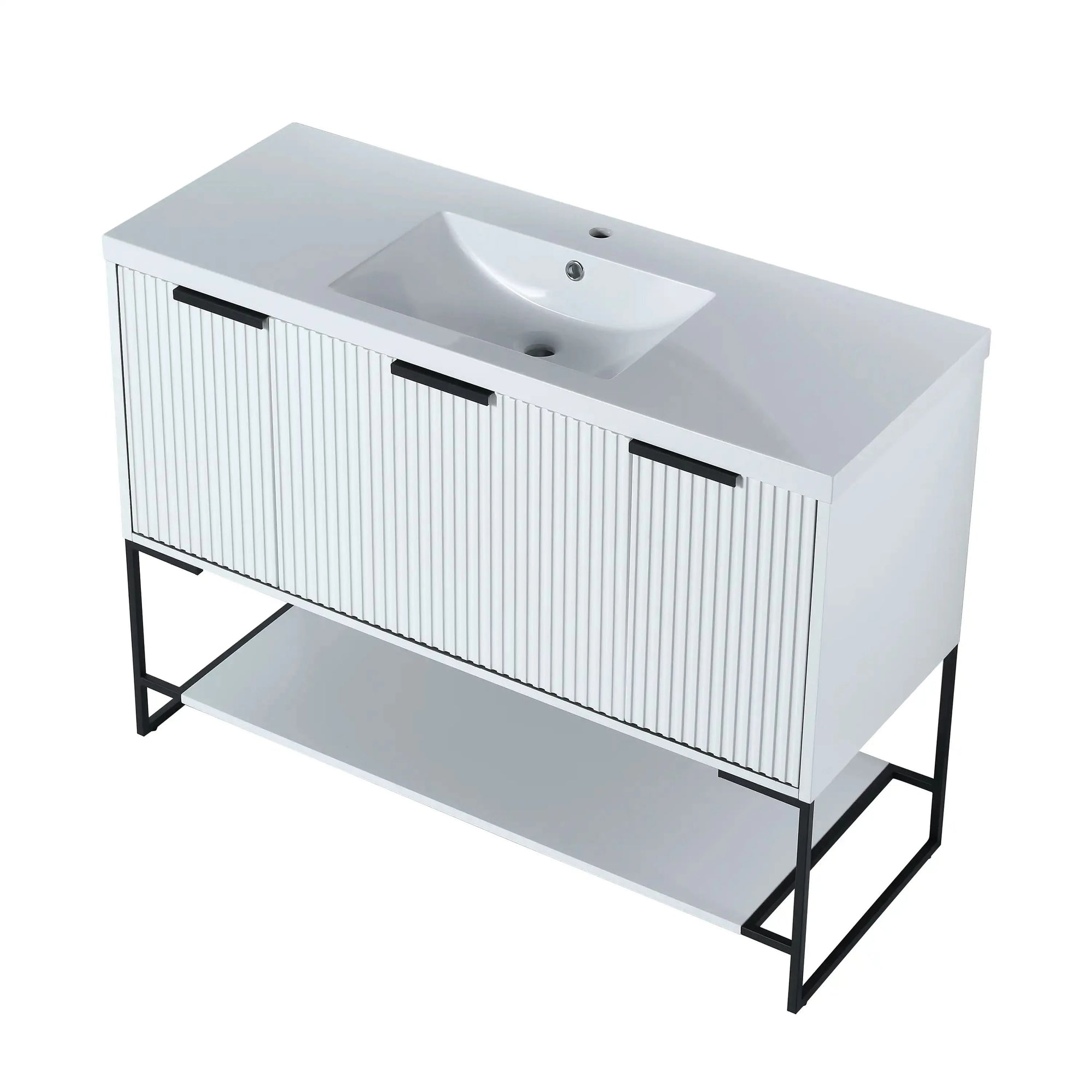 48&quot; Freestanding Bathroom Vanity with Resin Basin color: White