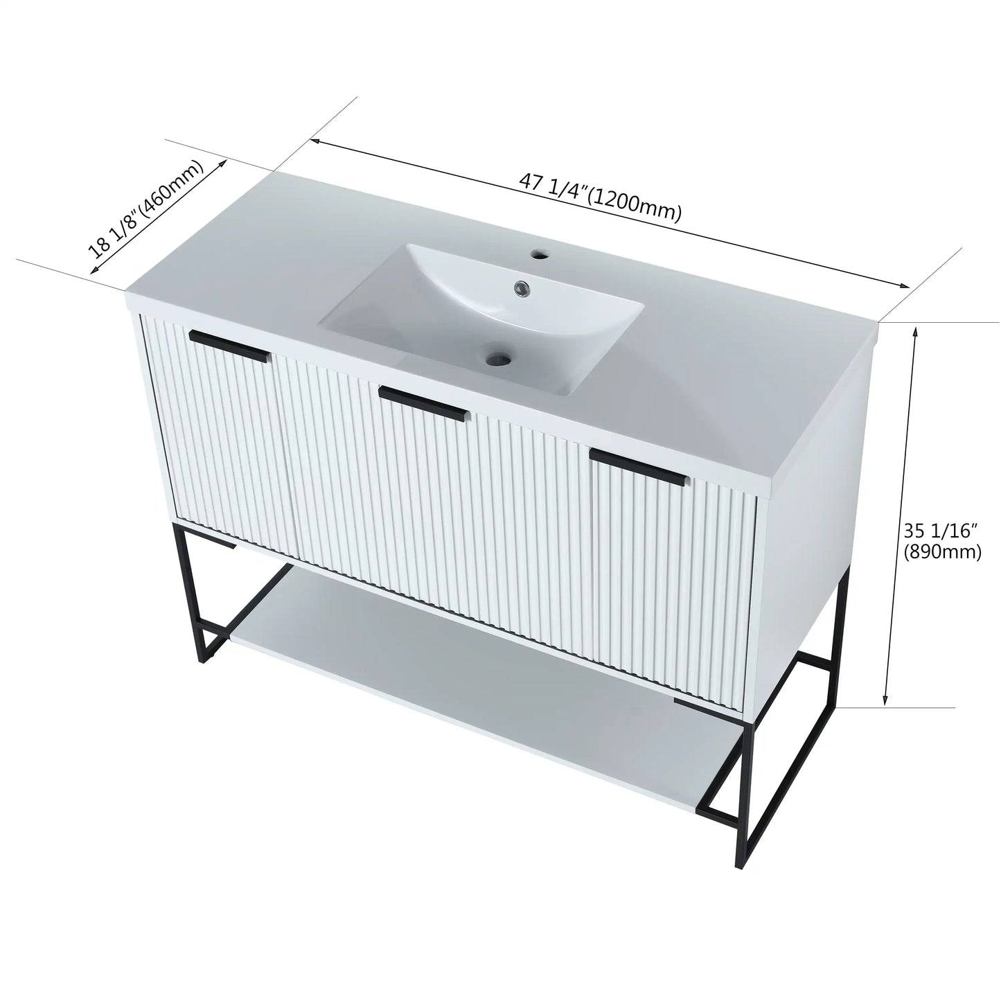 48" Freestanding Bathroom Vanity with Resin Basin color: White