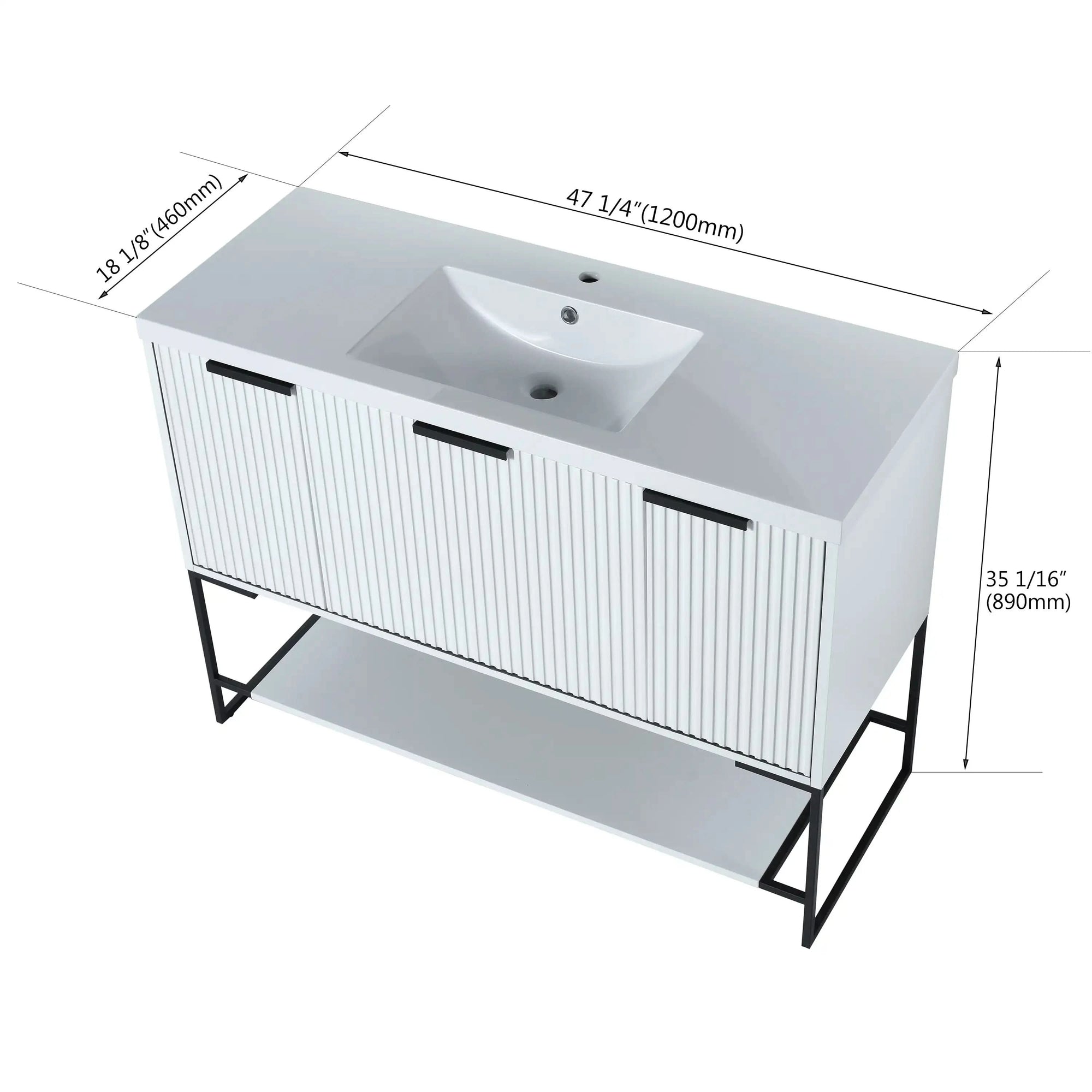 48&quot; Freestanding Bathroom Vanity with Resin Basin color: White