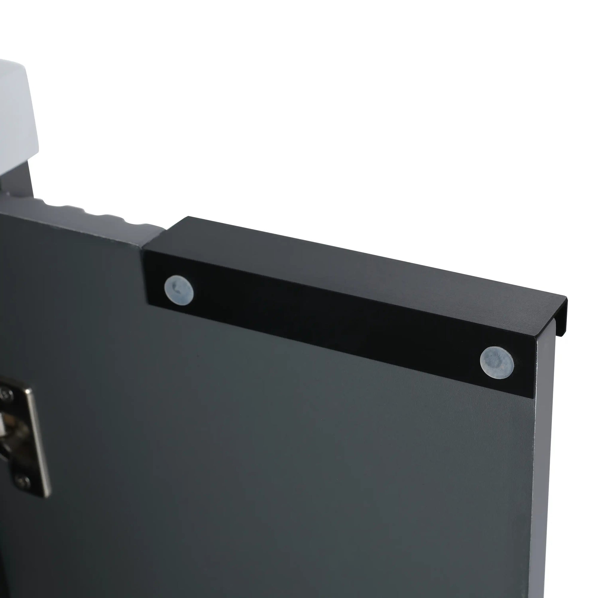 48" grey vanity bathroom unit detail of soft-close hinge and durable hardware | Ace Decor