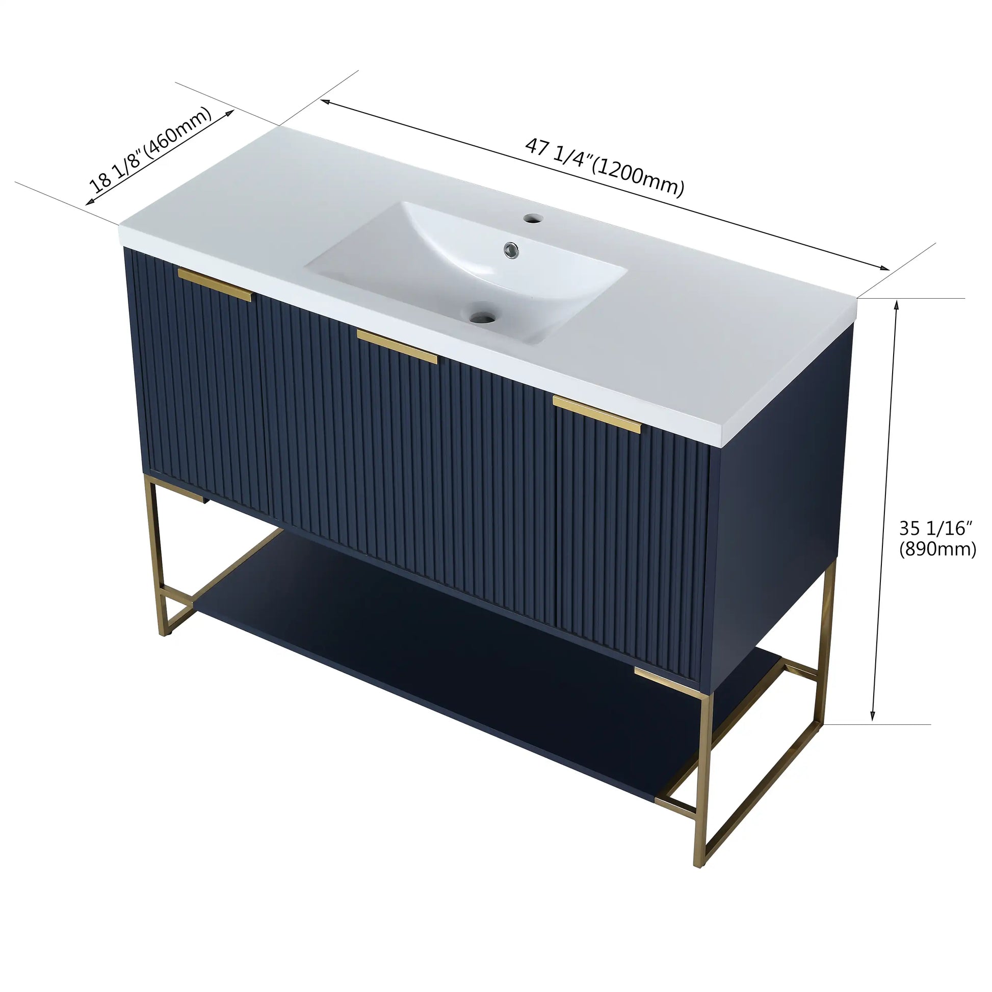 48" Freestanding Bathroom Vanity with Resin Basin color: Navy Blue