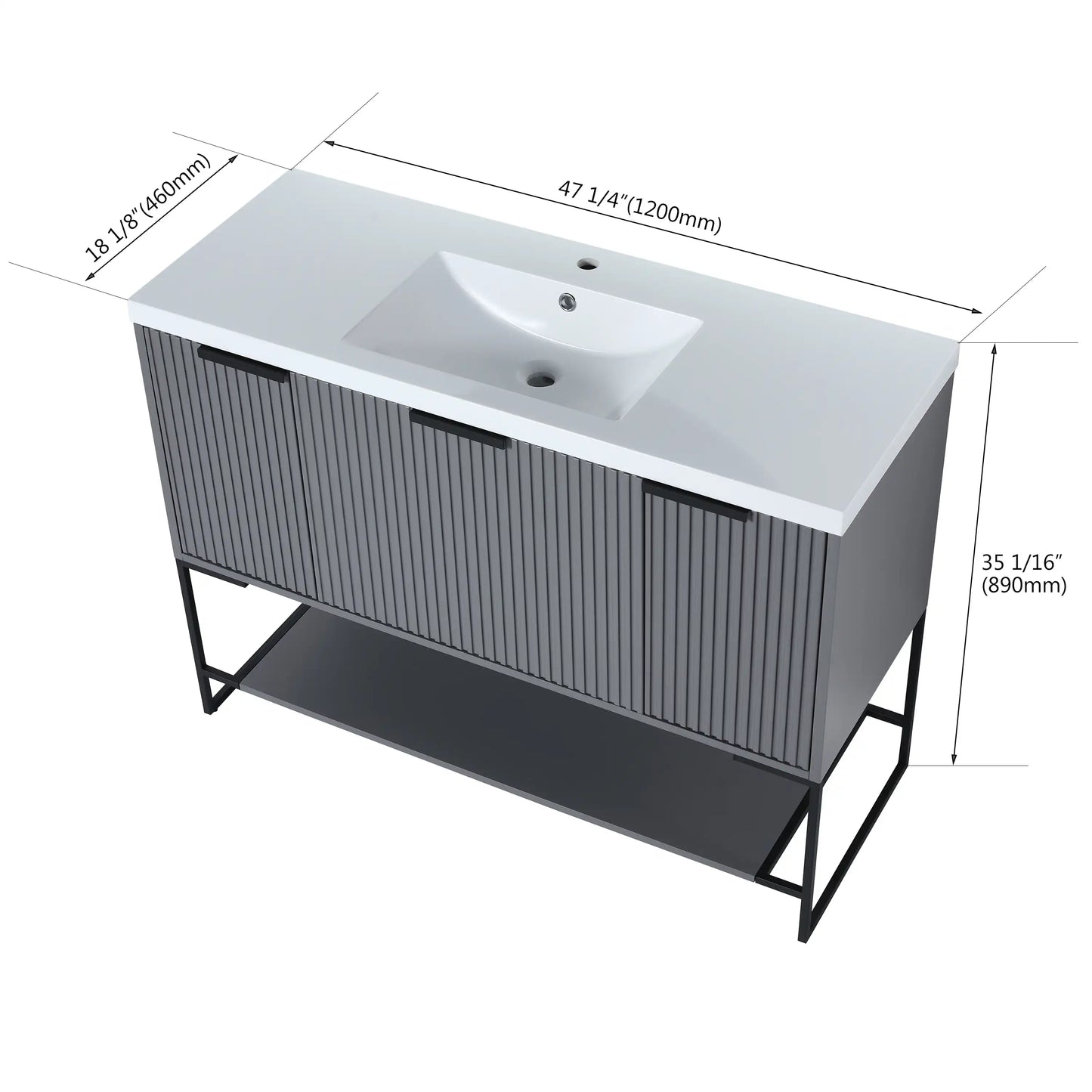 48" Freestanding Bathroom Vanity with Resin Basin color: Rock Grey