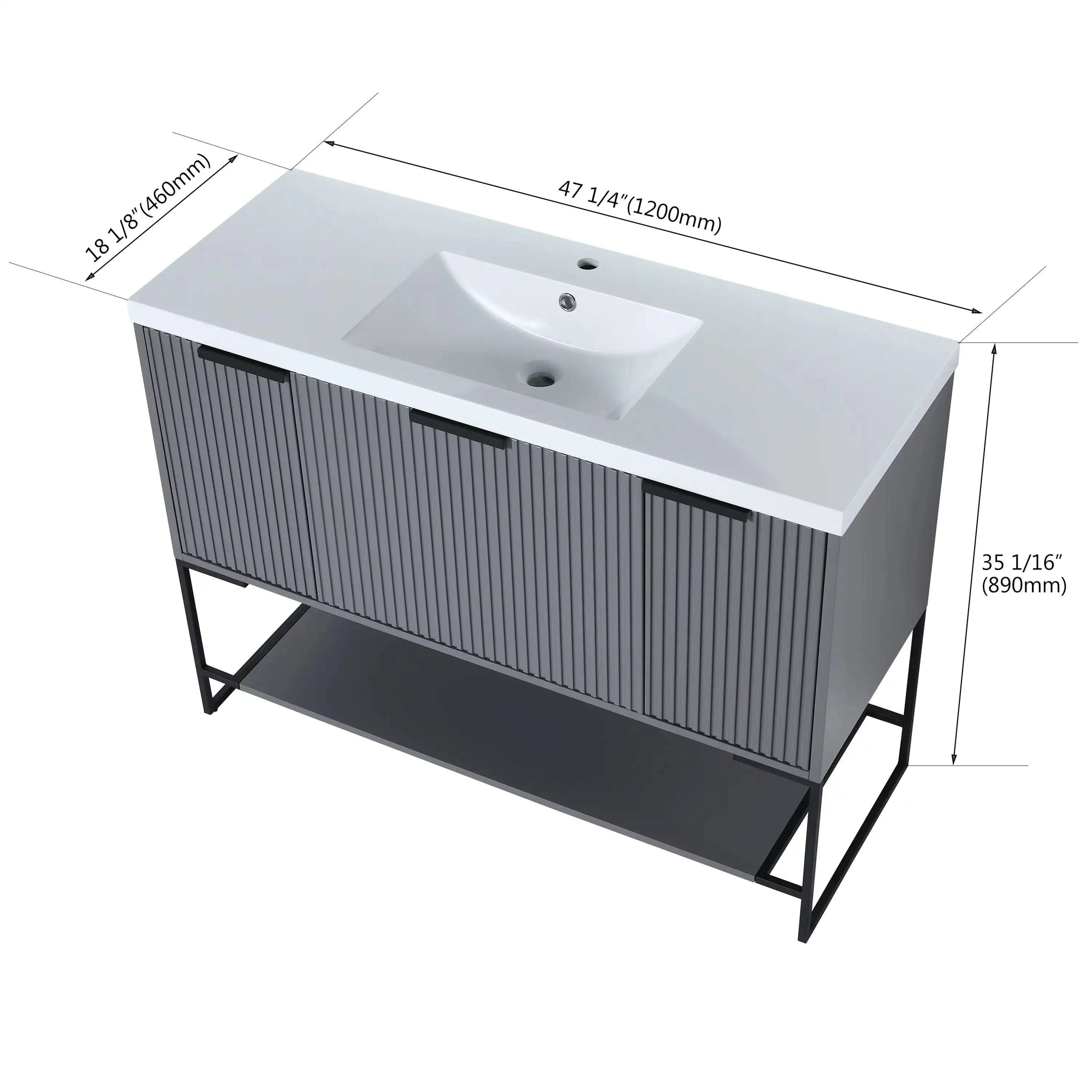 48&quot; Freestanding Bathroom Vanity with Resin Basin color: Rock Grey