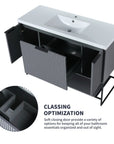 48" grey vanity bathroom unit with soft-close storage and internal drawer organization view | Ace Decor