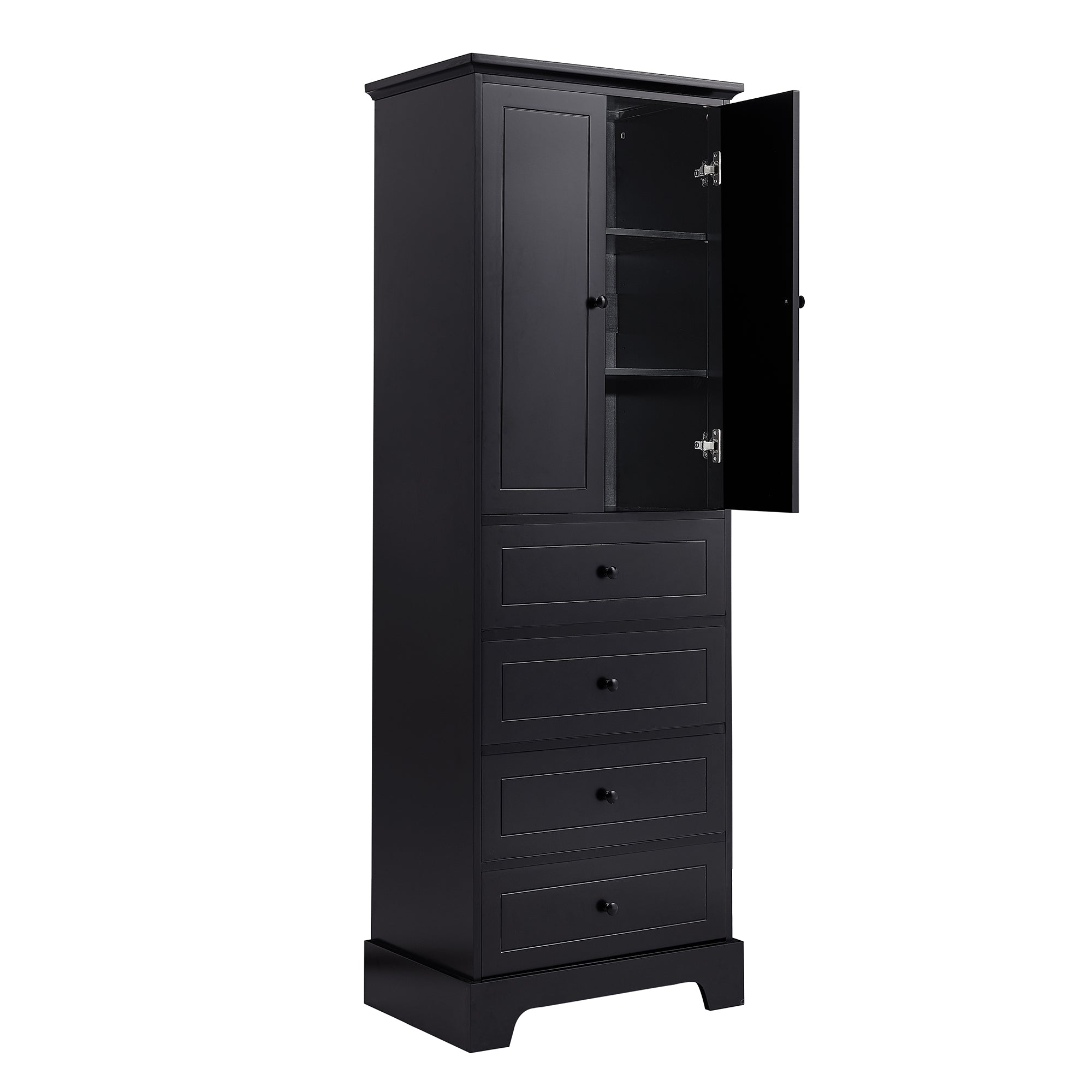 68” Bathroom Linen Cabinet – Tall Storage with Adjustable Shelves & Deep Drawers