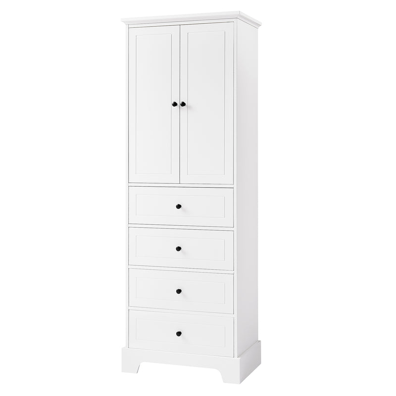 68” Bathroom Linen Cabinet – Tall Storage with Adjustable Shelves & Deep Drawers