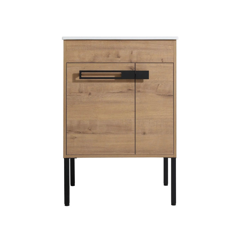 24"/30"/36" Imitative Oak Bathroom Vanity With Sink, Freestanding Bathroom Vanity or Floating is Optional Conversion