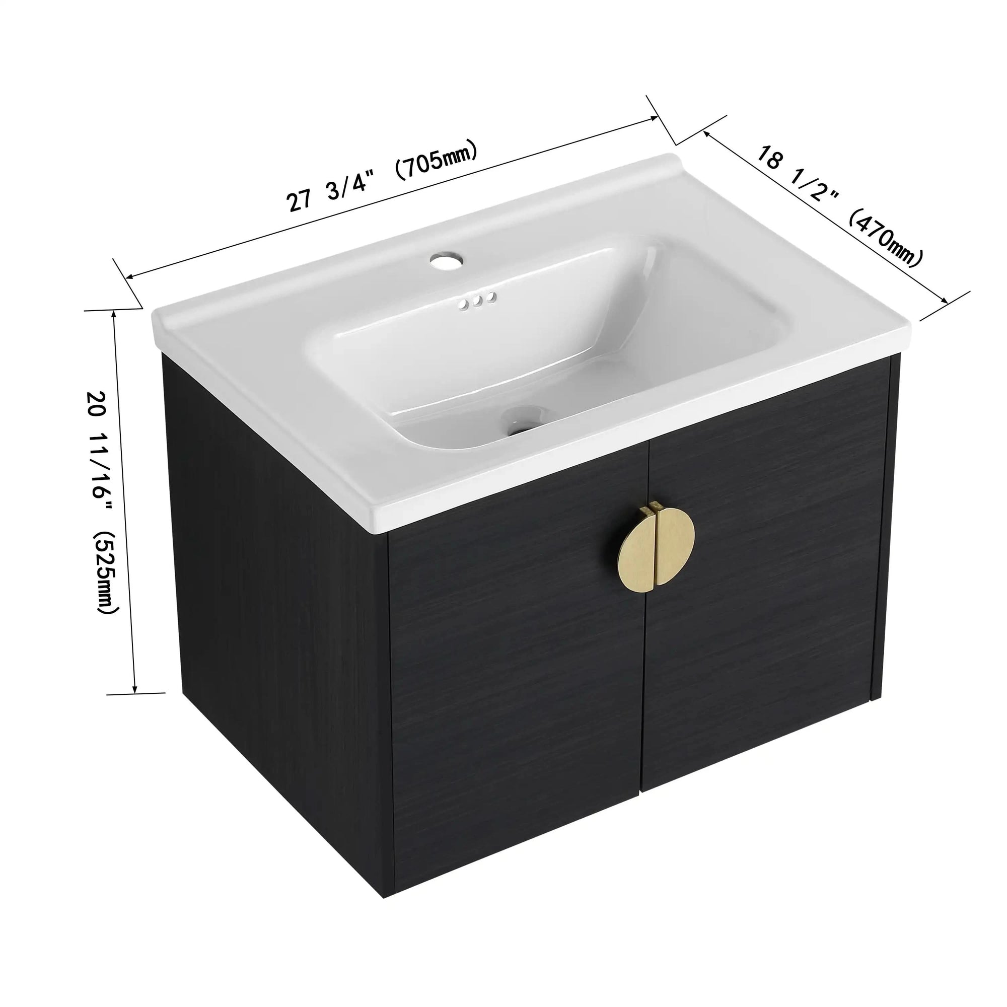 Elegant 40" Bathroom Vanity with Soft Close Doors, Sink, and Storage Shelves color: Black Chestnut