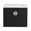 24” or 28” Black Wall-Mounted Bathroom Vanity with Soft Close Doors & Ceramic Sink
