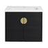24 inch small corner vanity bathroom in black finish with round brass handle | Ace Decor