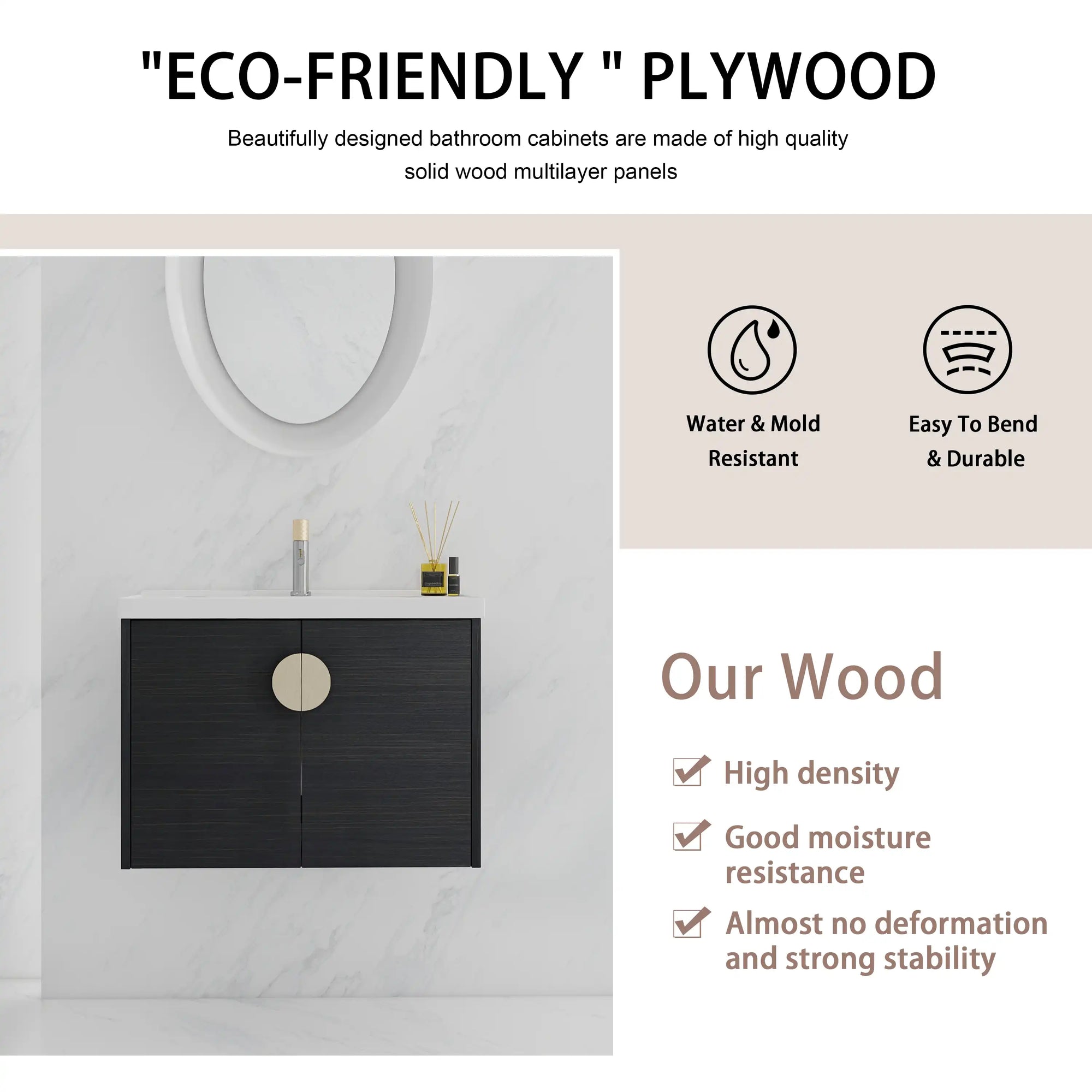 Eco-friendly plywood 24 inch small corner vanity bathroom with water-resistant and durable construction | Ace Decor