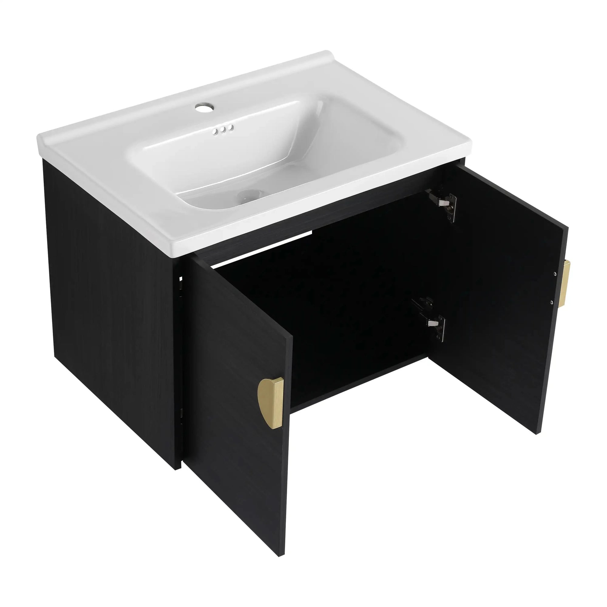 Elegant 40" Bathroom Vanity with Soft Close Doors, Sink, and Storage Shelves color: Black Chestnut