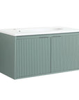 24" Floating Bathroom Vanity with Drop-Shaped Resin Sink – Modern Wall-Mounted Design color: Green