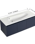 24" Floating Bathroom Vanity with Drop-Shaped Resin Sink – Modern Wall-Mounted Design color: Navy Blue