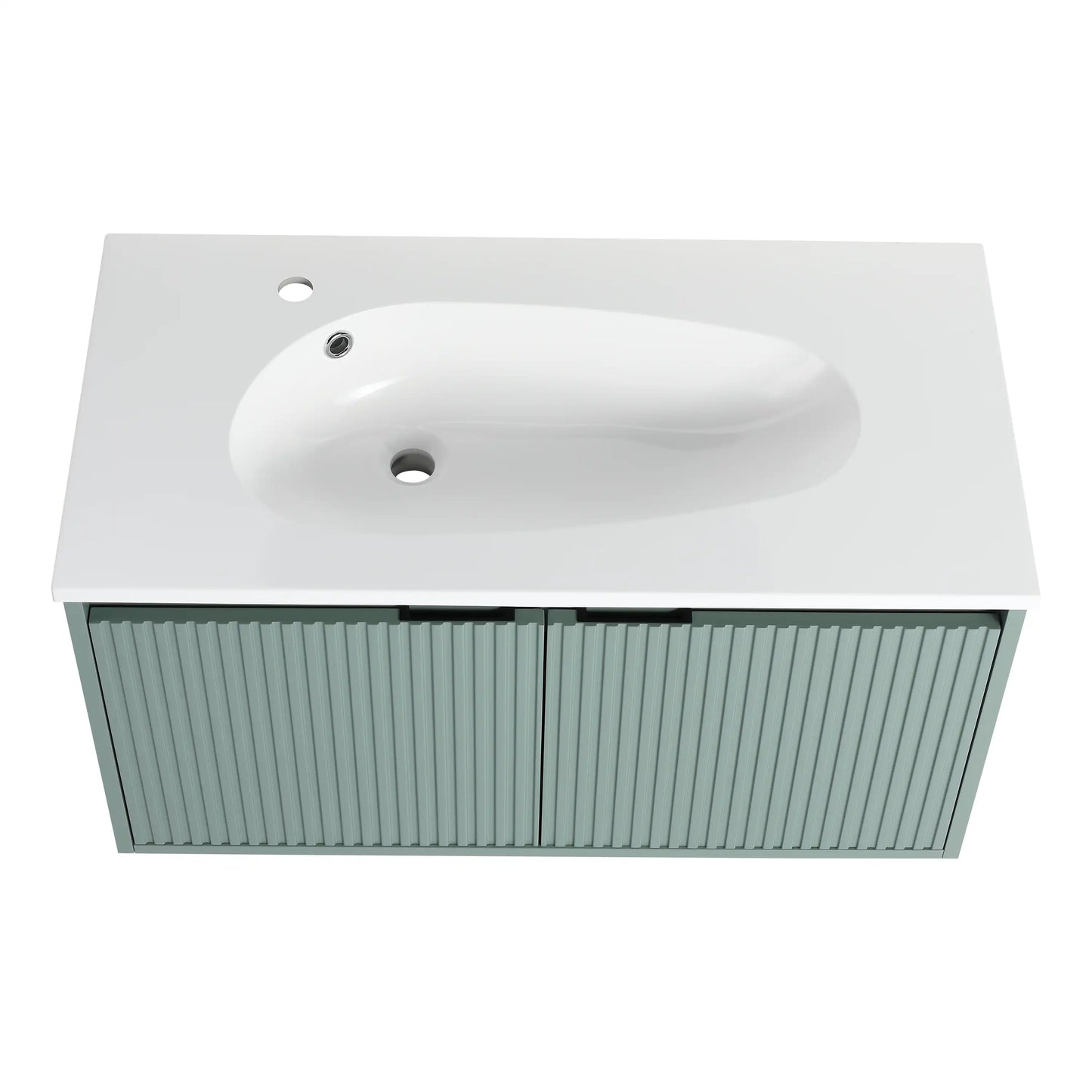 24" Floating Bathroom Vanity with Drop-Shaped Resin Sink – Modern Wall-Mounted Design color: Green