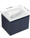 24" Floating Bathroom Vanity with Drop-Shaped Resin Sink – Modern Wall-Mounted Design color: Navy Blue