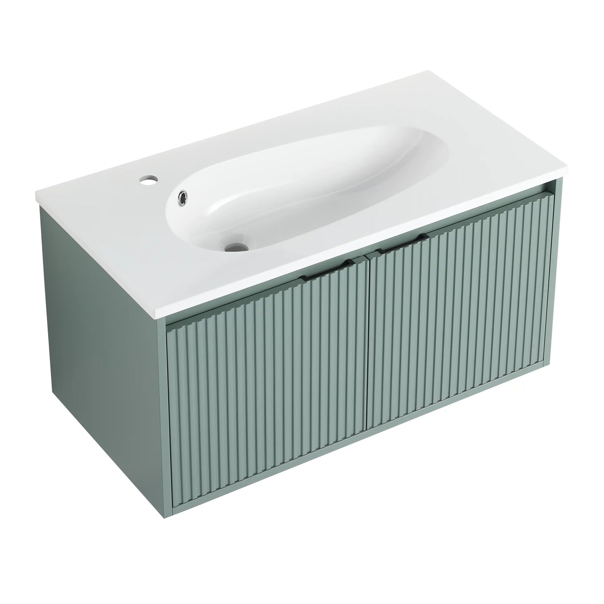 36" sage green fluted vanity bathroom 36 inch front view | Ace Decor