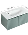 24" Floating Bathroom Vanity with Drop-Shaped Resin Sink – Modern Wall-Mounted Design color: Green