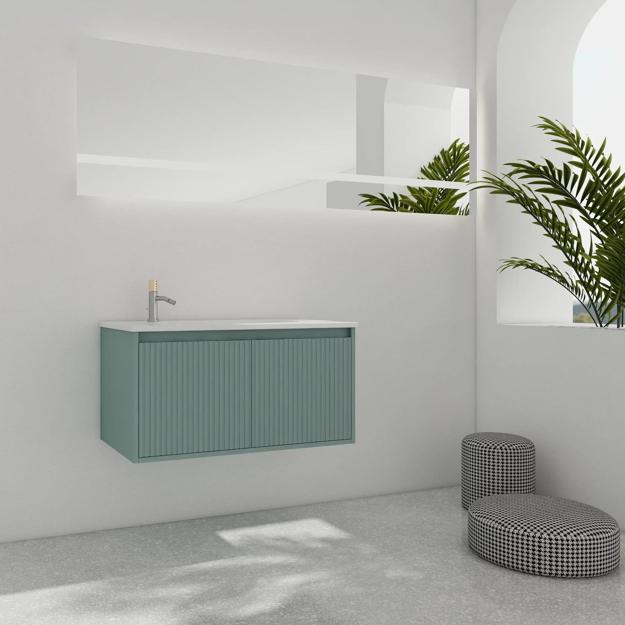 36" sage green floating vanity bathroom 36 inch in modern bathroom | Ace Decor