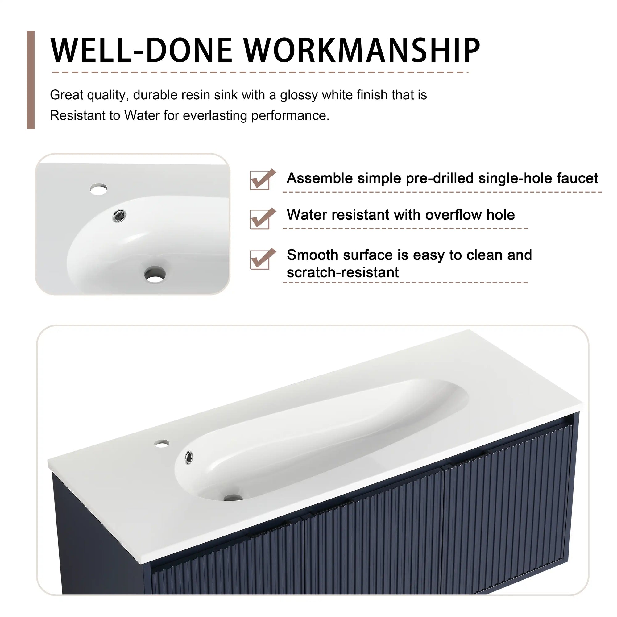 48 inches bathroom vanity resin sink workmanship graphic | Ace Decor
