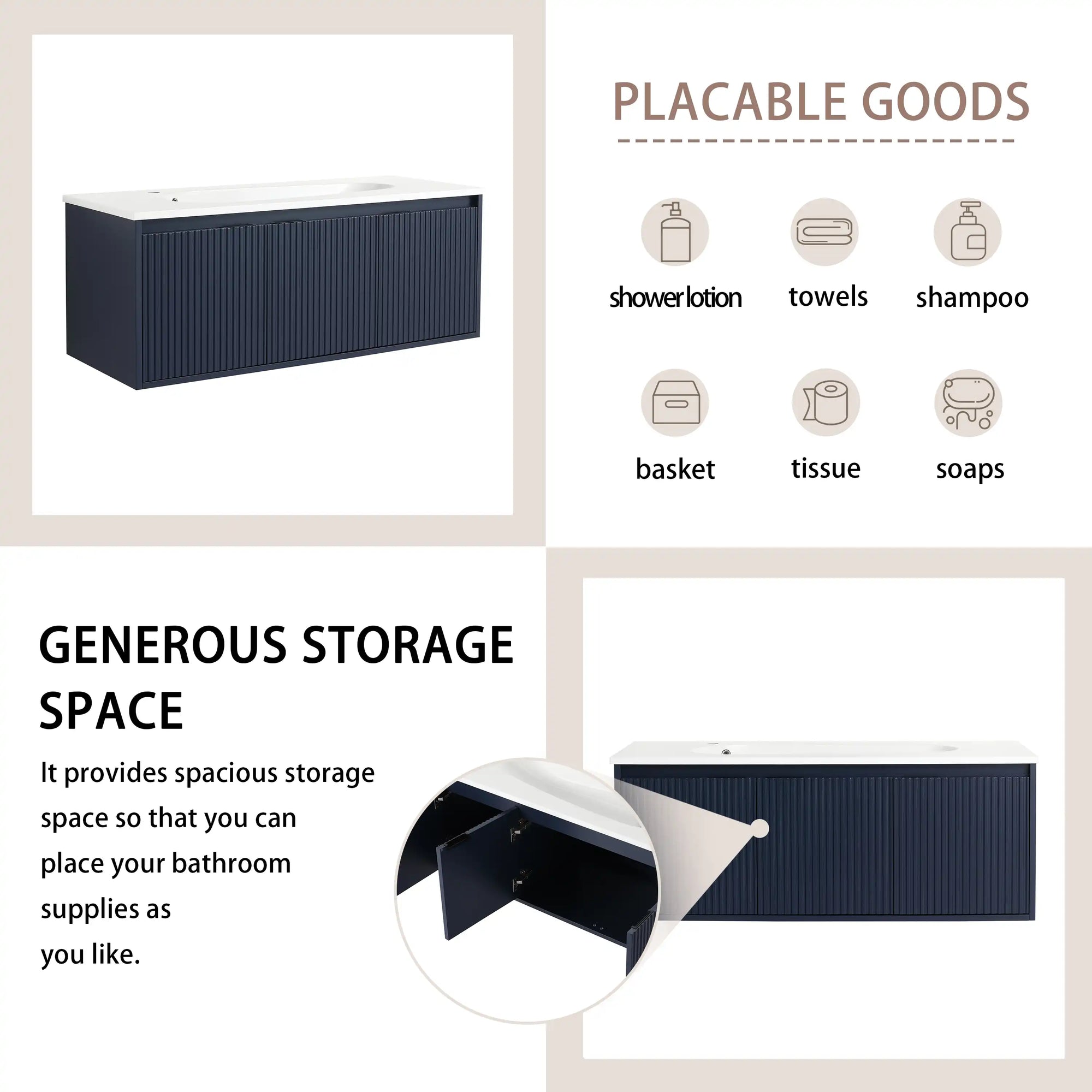 48 inches bathroom vanity generous storage space graphic | Ace Decor