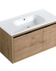 36 Inch Wall-Mounted Bathroom Vanity with Gel Sink – Modern & Space-Saving Design color: Imitative Oak