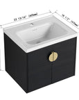 Soft Close Doors Bathroom Vanity With Sink color:Black chest nut