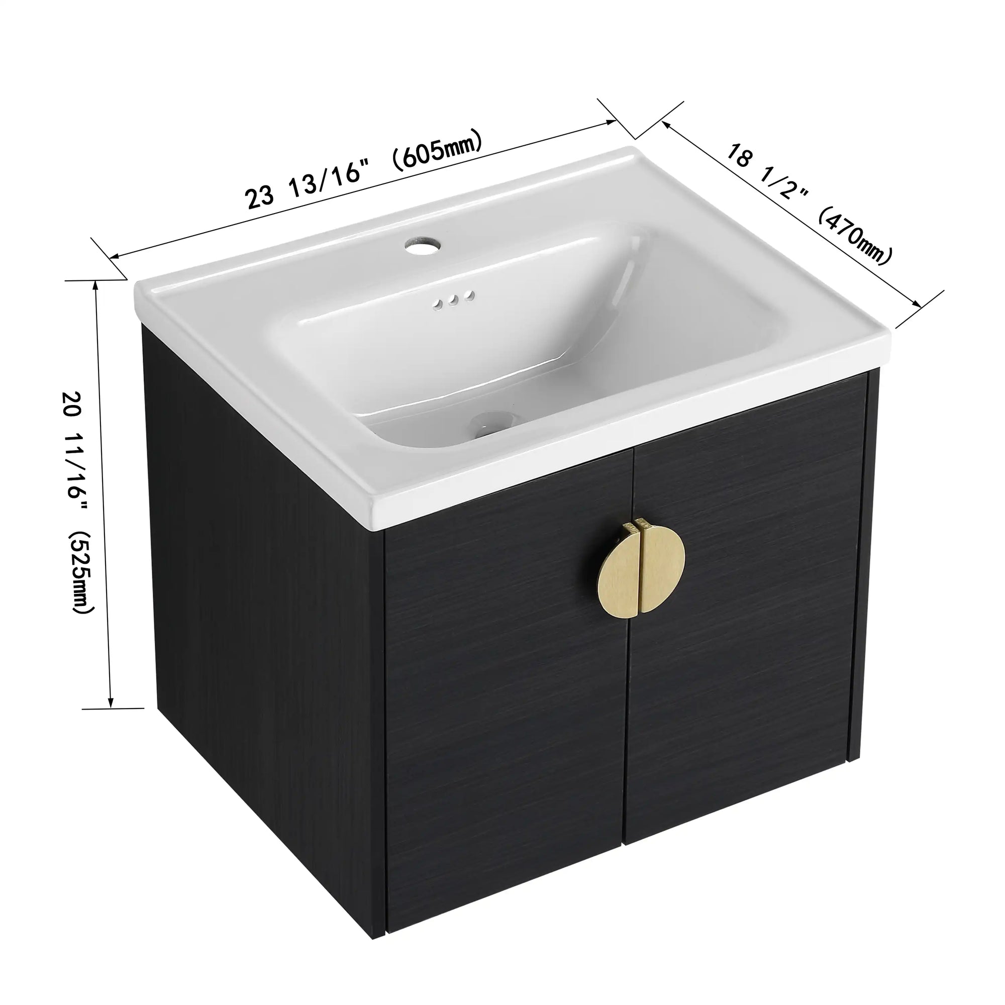 24 inch small corner vanity bathroom with detailed product dimensions for compact spaces | Ace Decor