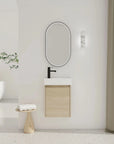 Bathroom Vanity with Single Sink and Soft-close Door for Small Spaces color: Plain Light Oak