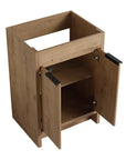 Open cabinet view of freestanding 24 inch bathroom vanity with sink, 24" interior storage | Ace Decor