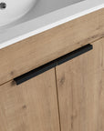 Black metal handle detail on freestanding 24 inch bathroom vanity with sink, 24" | Ace Decor