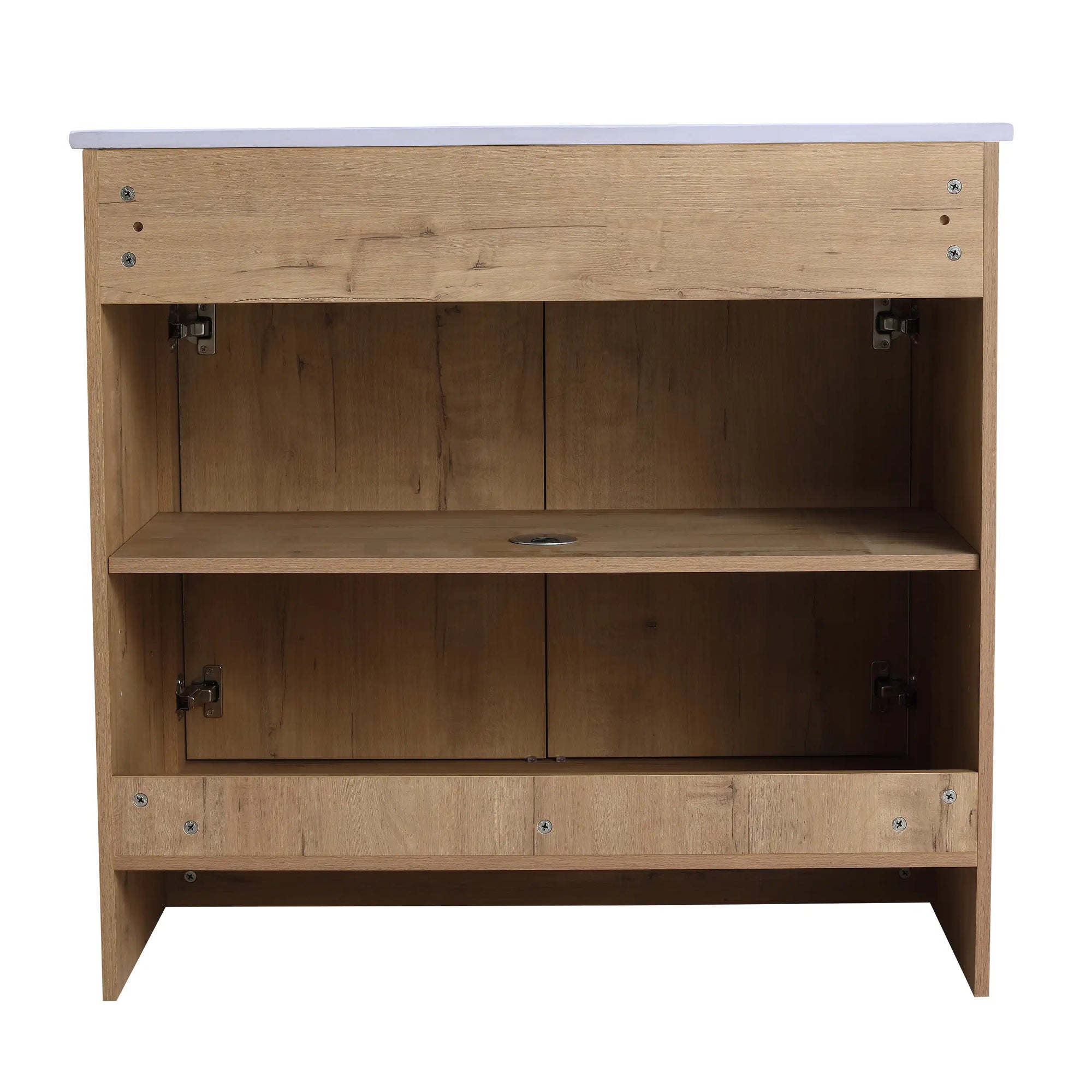 36" freestanding bathroom vanity open storage view showing spacious interior | 36 inch vanity with sink | Ace Decor