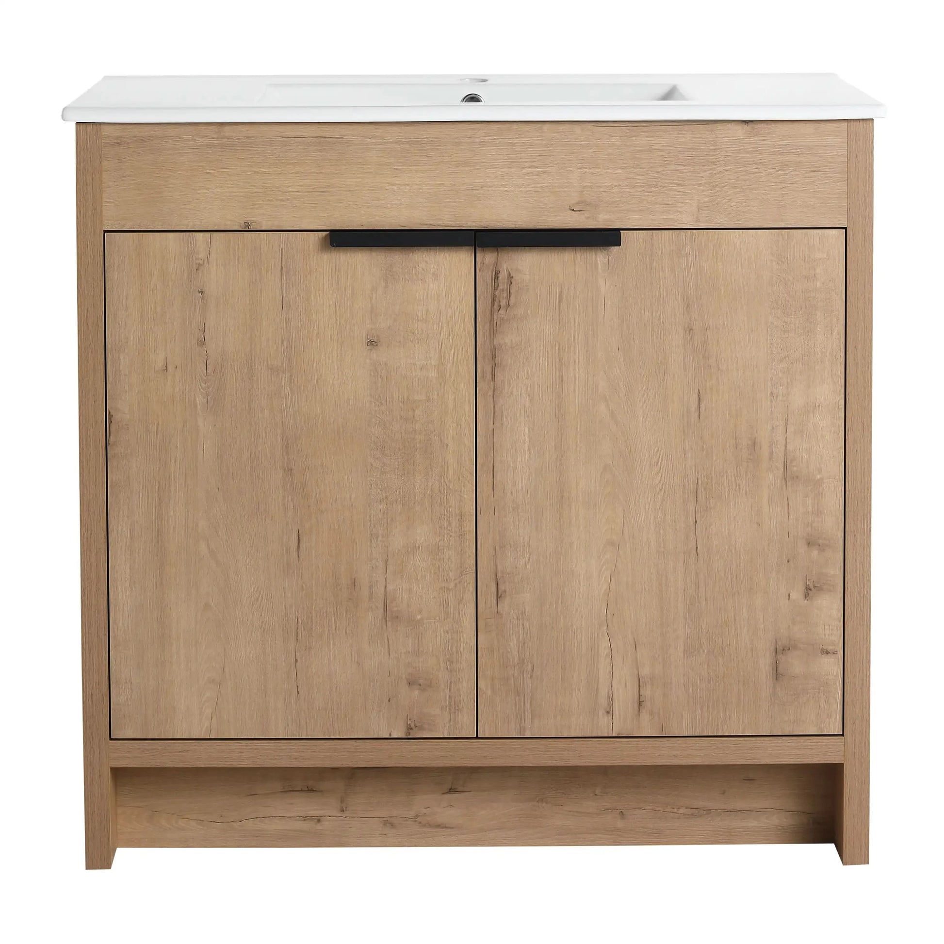 Freestanding Bathroom Vanity with Sink & 2 Soft-Close Doors color: Imitative Oak