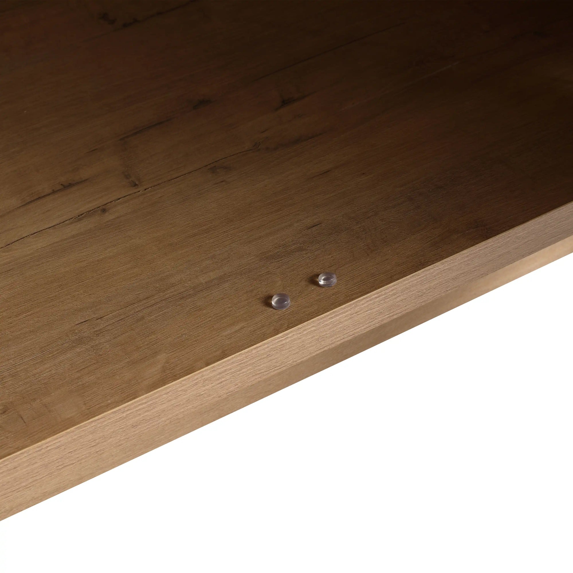 Interior shelf detail of 30 inch vanity with sink, moisture-resistant oak finish | Ace Decor