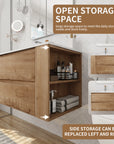 30" bathroom sink vanity with drawers featuring side open storage shelf and floating wall-mounted design | Ace Decor