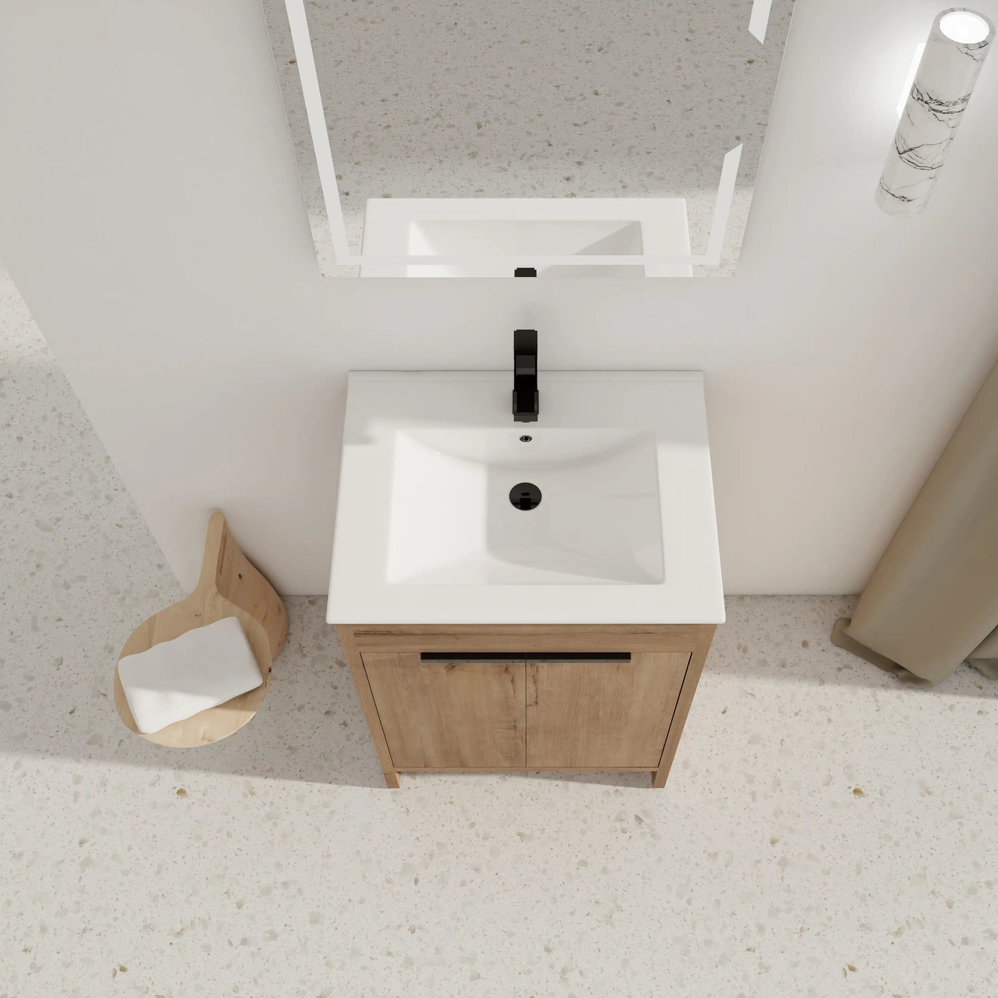 Top view of freestanding 24 inch bathroom vanity with sink, 24" in modern bathroom | Ace Decor