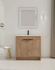 Freestanding Bathroom Vanity with Sink & 2 Soft-Close Doors color: Imitative Oak