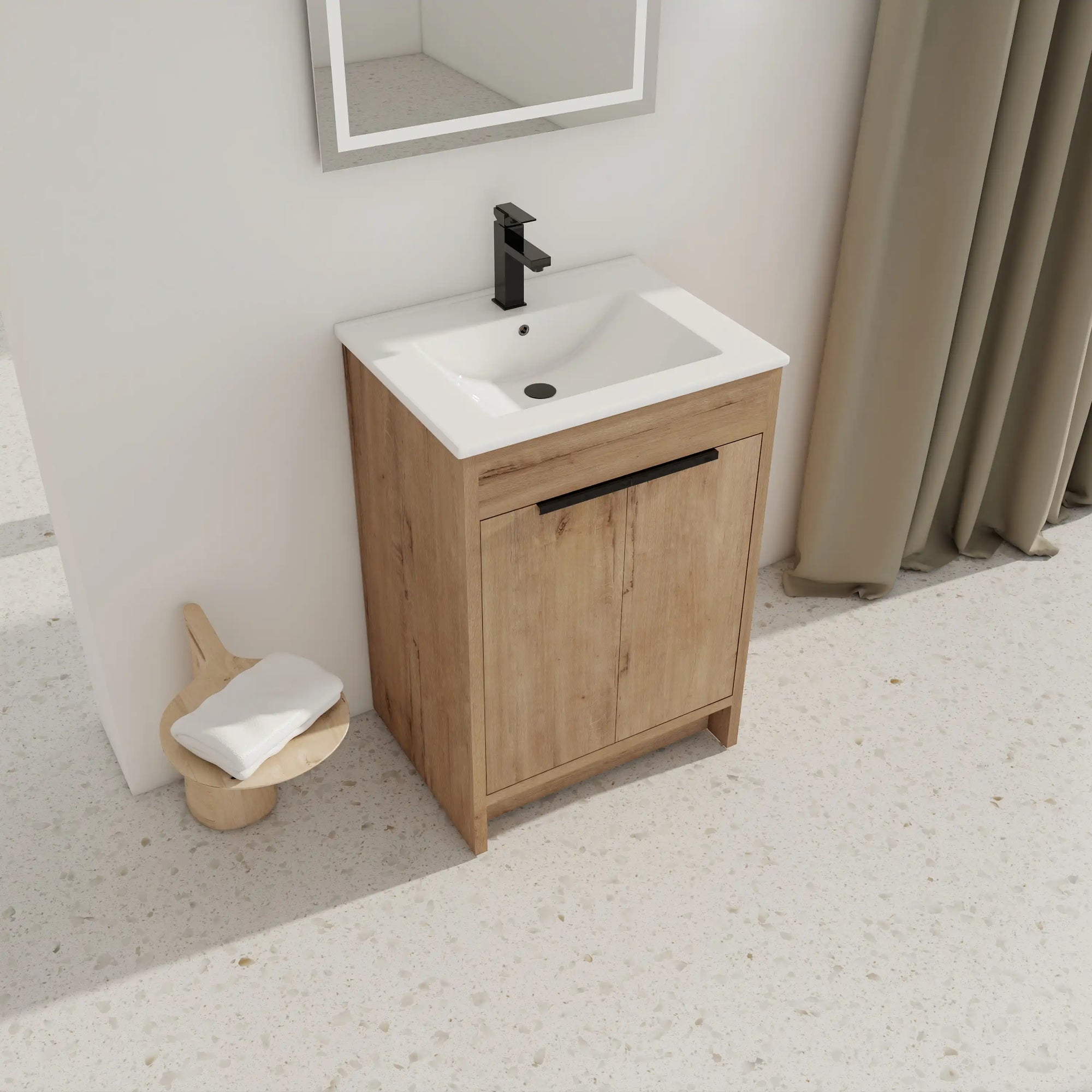 Compact bathroom styling featuring freestanding 24 inch bathroom vanity with sink, 24" | Ace Decor