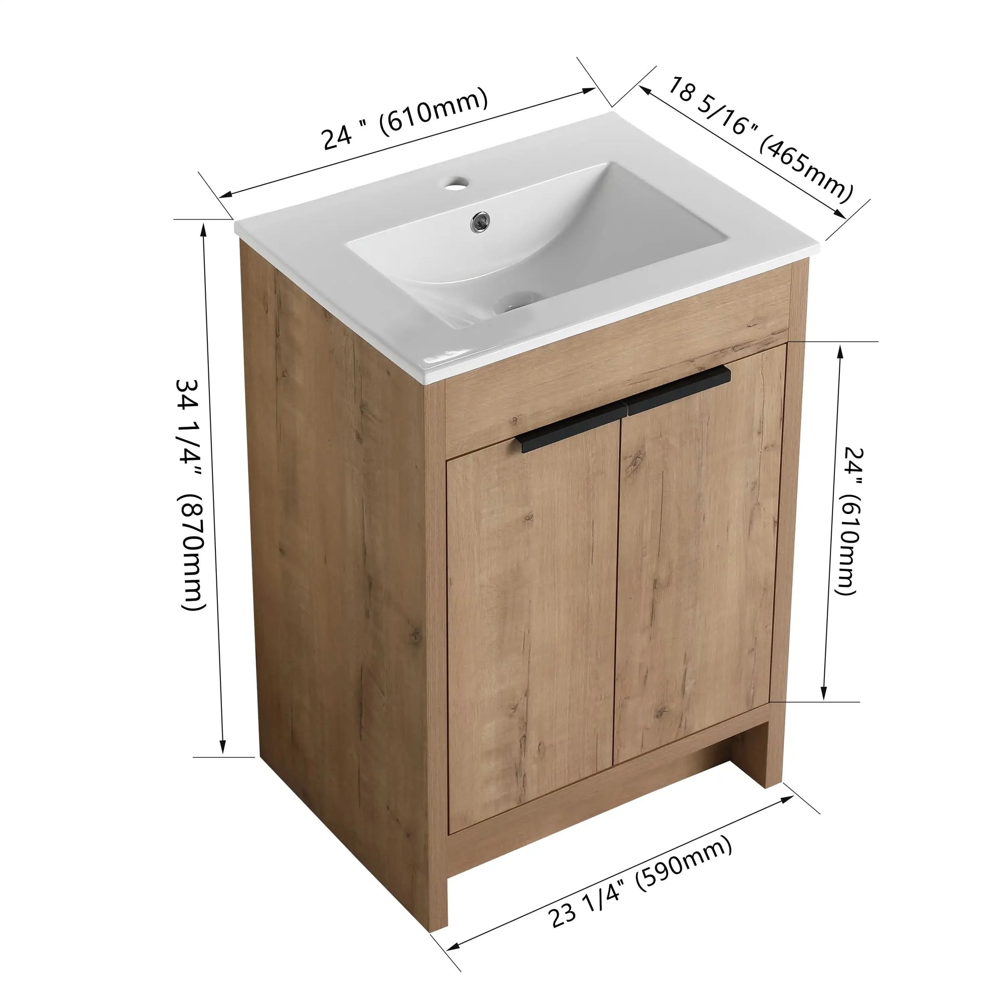 Freestanding Bathroom Vanity with Sink &amp; 2 Soft-Close Doors color: Imitative Oak