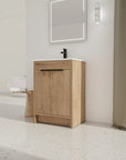 Minimalist interior with freestanding 24 inch bathroom vanity with sink, 24" in use | Ace Decor