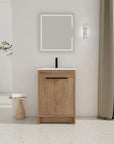 Freestanding Bathroom Vanity with Sink & 2 Soft-Close Doors color: Imitative Oak