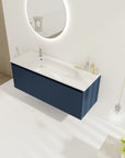 48" navy blue 48 inches bathroom vanity in styled bathroom view | Ace Decor