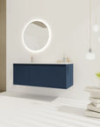Navy blue 48 inches bathroom vanity in styled bathroom | Ace Decor