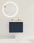 24" Floating Bathroom Vanity with Drop-Shaped Resin Sink – Modern Wall-Mounted Design color: Navy Blue