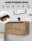 36" floating sink vanity for bathroom with large storage cabinet and integrated resin sink | Ace Decor