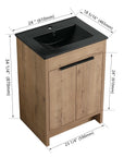 Freestanding Bathroom Vanity with Sink & 2 Soft-Close Doors color: Imitative Oak