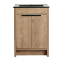 Front view of 24" black bathroom sink vanity with black integrated sink and double doors | Ace Decor