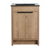 Front view of 24" black bathroom sink vanity with black integrated sink and double doors | Ace Decor
