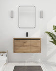 36 Inch Wall-Mounted Bathroom Vanity with Gel Sink – Modern & Space-Saving Design color: Imitative Oak