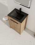 24" black bathroom sink vanity top view with matte black integrated sink | Ace Decor